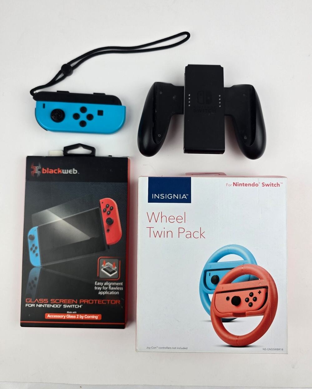 Nintendo switch left Joy-Con Wireless Blue Steering Wheel Cover & handle lot